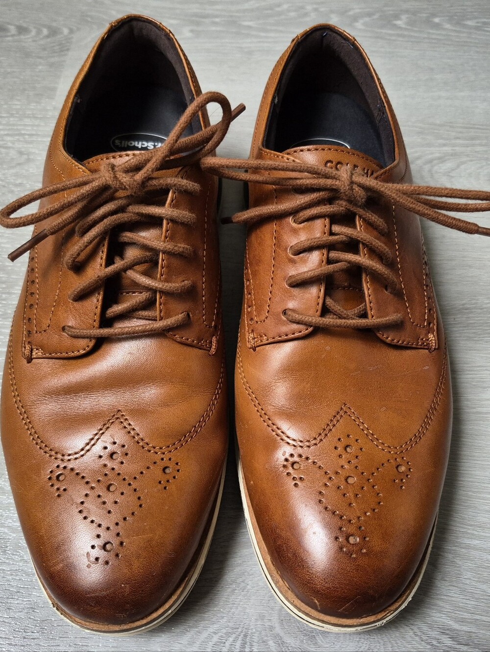 Cole Haan Energy One Wing Lace-Up Oxford Men's Sz 8.5M Britsh Tan + Dr. Scholl's